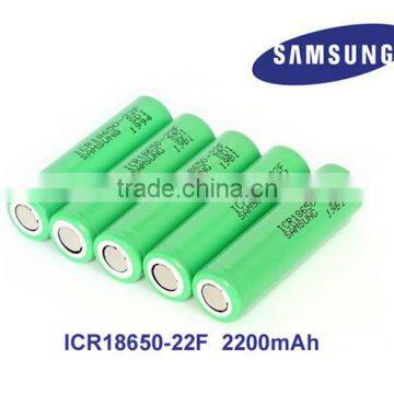 Wholesale rechargeable 2200mah original samsung ICR 18650-22F battery