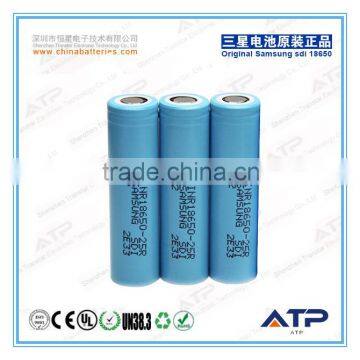 Lowest Pirce 3.6v 2500mAh Samsung Rechargeable Battery 18650 / Flat Top Samsung 18650 High Power Cell