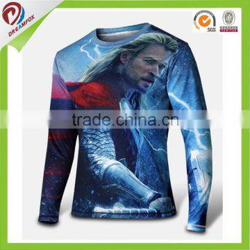 Wholesale custom 100% polyester mens long sleeve plain long length t-shirts