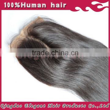 Unprocessed indian Remy Hair silky straight middle parting silk base closure