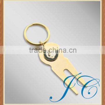 Most popular small golf divot tool/metal pitch fork with key chain