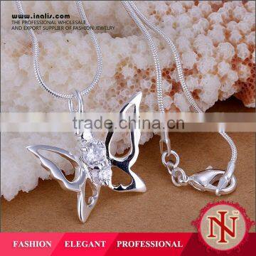 2014 cz stone butterfly silver pendant P115