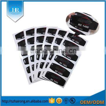 Waterproof 3d crystal epoxy rubber resin custom printed label