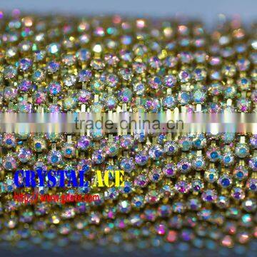 Crystal cup chain, rhinestone crystal cup chain, Crystal Fancy Beads Chain wholesale rhinestone chain