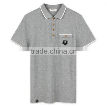 custom tipping collar and cuff style polo shirt with fake pocket on chest