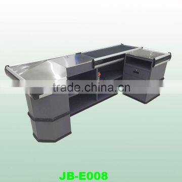 Electric checkout counter with grey color and conveyor belt / High quality checkout counter