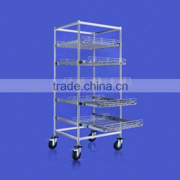 Cleanroom Facilities Stainless Steel Shelvings Trolley Sliding Wire Shelving