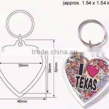 Blank Clear Heart Shaped Acrylic Keyring with Photo Insert Craft Keychain