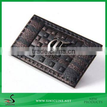 Sinicline Custom metal clothing label and jeans leather patch with metal made in China