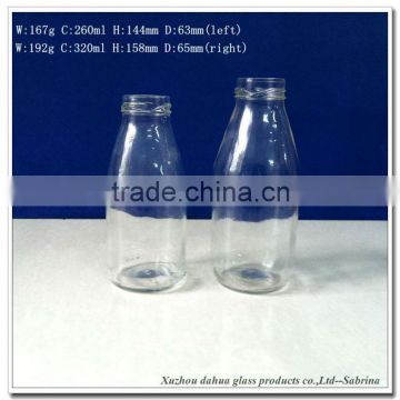 250ml 300ml clear glass juice bottles with tin lids