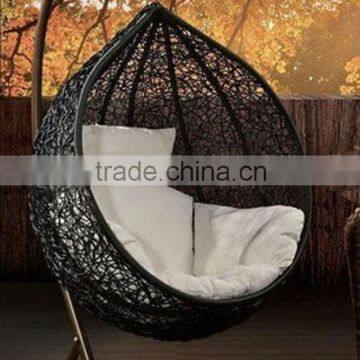 teardrop design rattan hanging chair with seat cushion