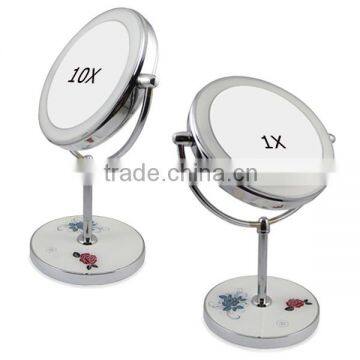 metal compact mirror / led compact shaving mirror / table lighted makeup mirror