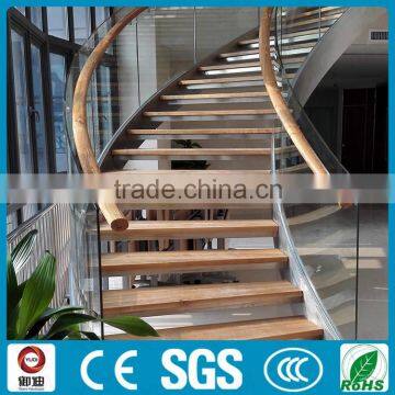 Office Building Commercial Wood Staircase Stainless Steel Framed photo-3
