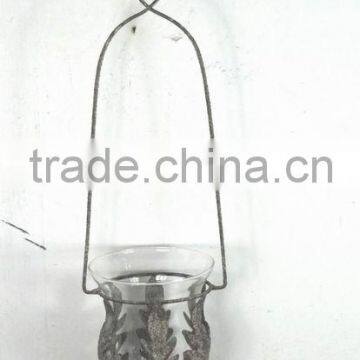 DIA9cm hanging metal candle holder w/hurricane glass