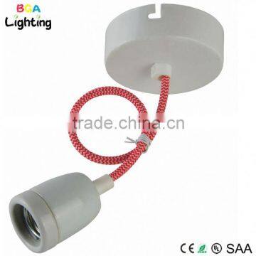 Simple E26 Ceramic Suspension Lamp With Fabric Wire photo-4