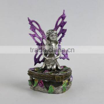 Customized wholesale price enameled pewter fairy jewelry box