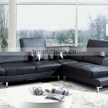 original design genuine Leather corner sofa black color sofa set living room furniture