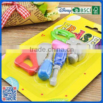 2016 hot selling children fancy 3D erasers sets packed in blister card for school kids