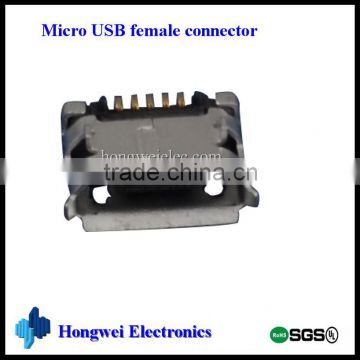 DIP Female 5pin B Type Micro USB Connector