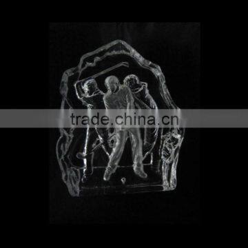 Oem custom size and logo playing golf design K9 iceberge 3d crystal sculpture