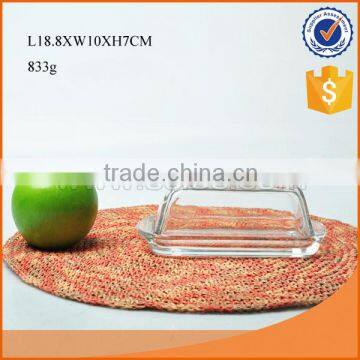 whole sale L18.8cm clear rectangular glass dish with glass cover