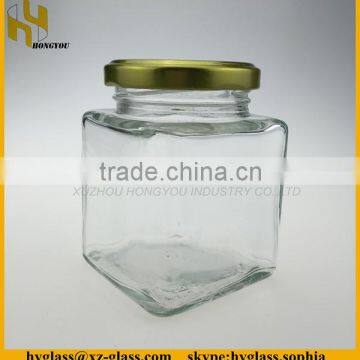 15cl square transparent bee honey glass jar with tin cap special promotional prices