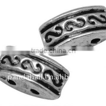 Tibetan Style Beads, Lead Free and Nickel Free, Rectangle, Antique Silver Color, 10x5x4mm, hole: 1mm(PALLOY-ZN2089-AS-FF)