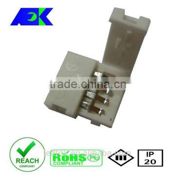 Solder-less, poke-in LED connector for 5050 LED strip lights with 1 metre four core wire