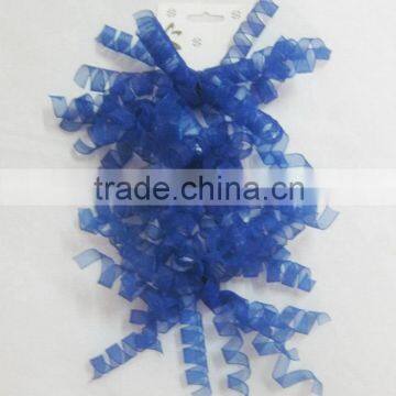 HOT SALE ! Blue Organza/ Organdy/ Sheer/ Mesh Woven Fabric Ribbon Curly Bow, Gift Bow, Curl Swirls