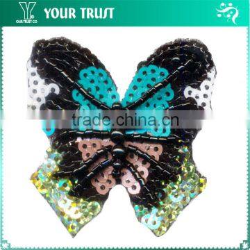 Black Beaded White Black Brown Turquoise Sequin Applique Patch