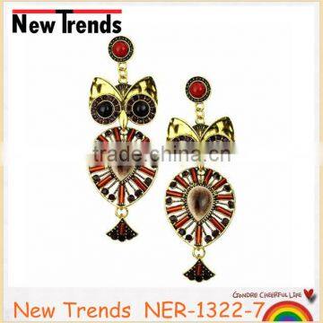 Rhinstone owl earrings vintage earrings wholesale earrings