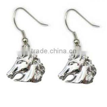 Cute metal silver horse head charm earrings , Customized Colors or LOGO and OEM desigtn accept