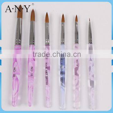 ANY Nail Art Salon Using Acrylic Handle Kolinsky Brush Nail Art Beauty Set