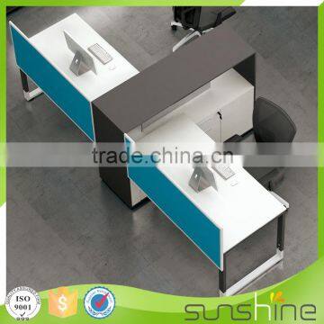 Melamine Board Modern T Shape 2 Person Office Desk With Drawer Cabinet XFS-M2814