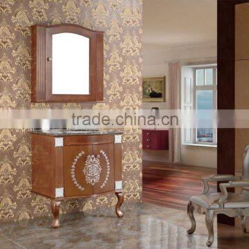 antique wood bathroom cabinet with ceramic basin