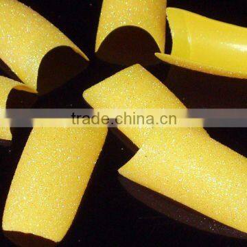 100Pcs Yellow Glitter French False Nail Tips