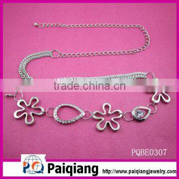 fashion flower design metal chain belt with rhinestone yiwu wholesale