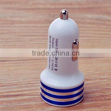 High quality dual usb metal color ring car battery charger output 5V 2.1A