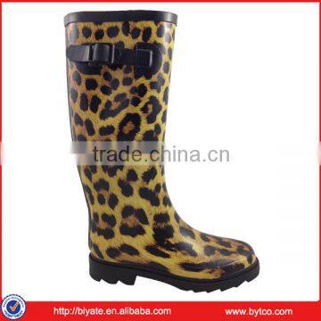 Hot Sale High Fashion Women Leopard Printed PVC Wellingtons