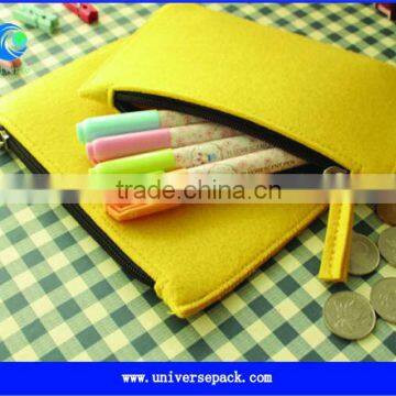 Yellow wool felt pencil bag