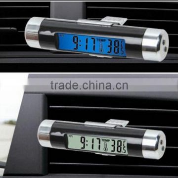 Car Air Vent Clip Blue LED Backlight Digital Display Thermometer Digital Clock