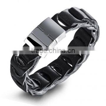 Stainless Steel Genuine Leather Bracelet