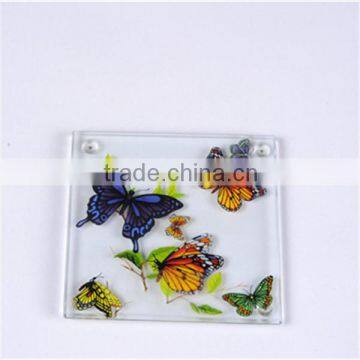 Personalized butterfly shape tempered glass tea cup coasters