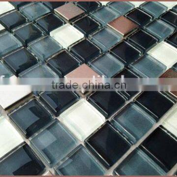 stainless steel mix glass tile mosaic,glass aluminum mosaic tile