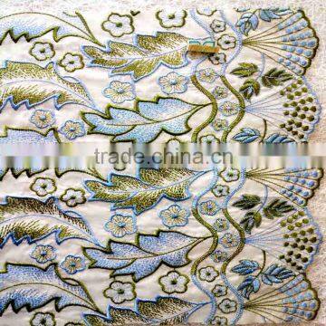 Two Types Leaf Emboridery Fabric Green Fabric for a Sheath With a Slit Skirt photo-2