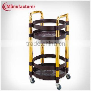 Restaurant Plastic Wine Service Trolley/Wine Delivery Hand Cart With Titanium Polished Handle