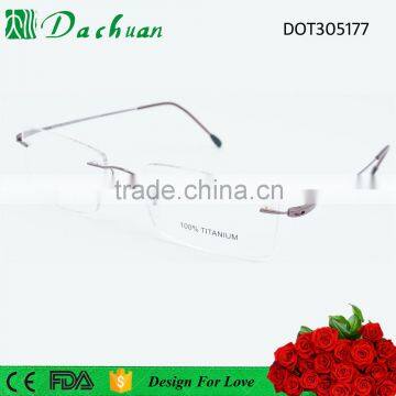 2016 latest design rimless light titanium optical spectacle wenzhou titanium factory