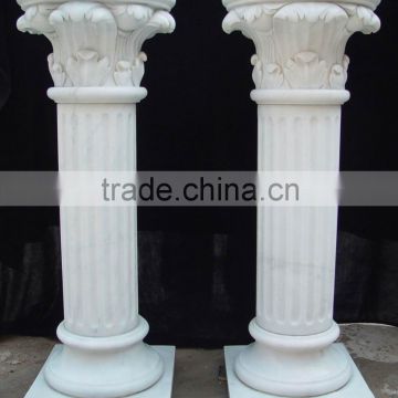 Pure white marble carved customized wedding pedestal columns