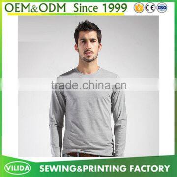 Wholesale Lastest Design Men's Long Sleeve 100% Cotton Blank T-shirt