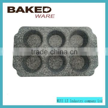 carbon steel marble coating 6 cups muffin cake pan